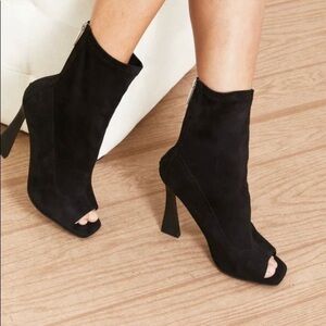 Women's Peep Toe Black Bootie Size 8